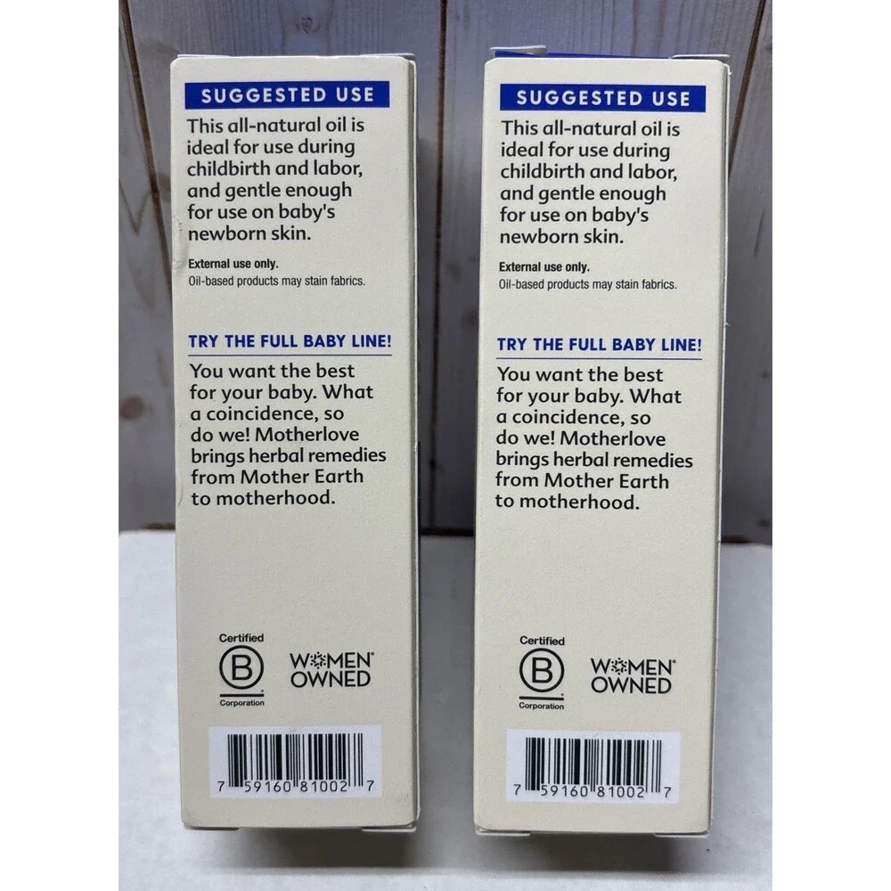 2 Pack Motherlove Massage Birth Baby Oil Gentle Lavender-Infused Perineal Labor